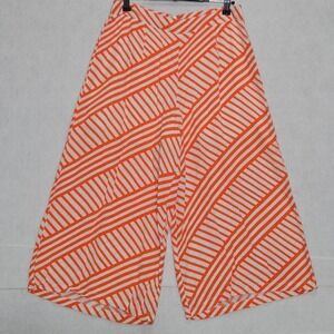 SHIFT Striped Wide Leg Culottes Womens 29" Orange White Good Geometric Rayon